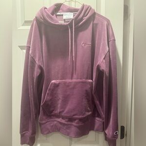 Champion Velour Hoodie Pullover Midnight Astor Purple Womens Size Large Velvet